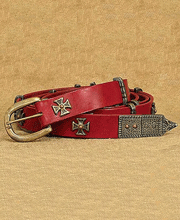 Leather Belt Red. Cinturon. Windlass. Marto